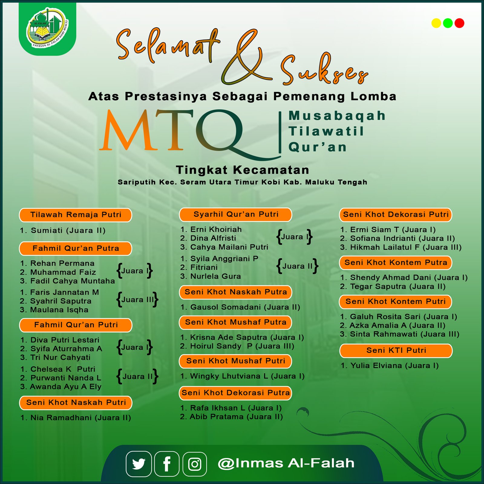 Gempar! 33 Siswa-Siswi Al-Falah Kobimukti Dominasi MTQ Tingkat Kecamatan, Siap Melaju ke Kabupaten!